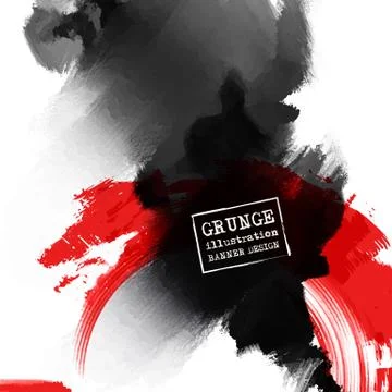 Red and black abstract background with ink splats Stock Illustration