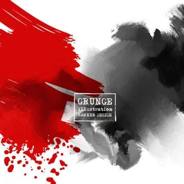 Red and black abstract background with ink splats Stock Illustration
