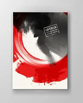 Red and black abstract background with ink splats Stock Illustration
