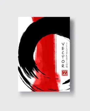 Red and black abstract background with ink splats Stock Illustration