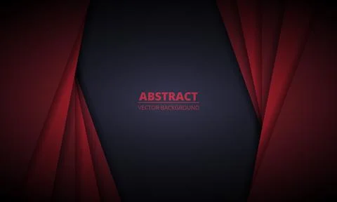 Red and black abstract background with gradient paper lines. Dark modern and Stock Illustration