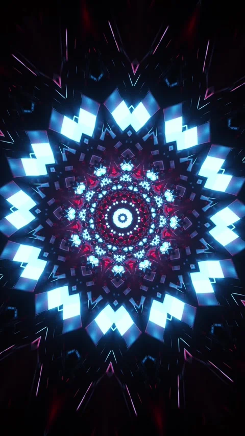 Red and black abstract design with circular design. Kaleidoscope VJ loop Stock Footage 314000324