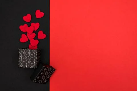 Red and black background with a box with a geometric pattern, Stock Photos