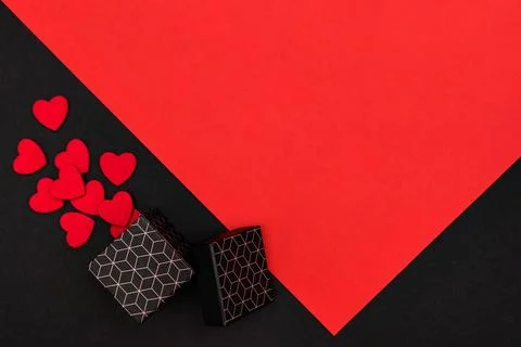 Red and black background with a box with a geometric pattern, Stock Photos