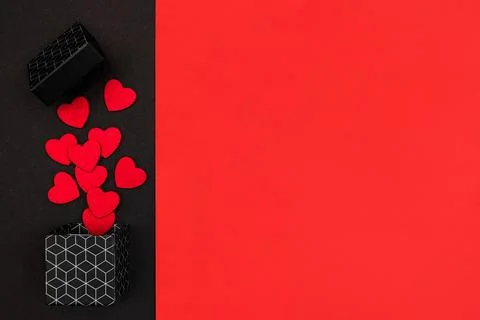 Red and black background with a box with a geometric pattern, Stock Photos