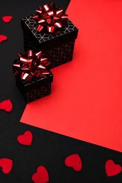 Red and black background with a box with a geometric pattern, Stock Photos