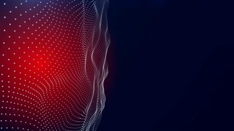 Red and black background with moving dots on the left of the screen, mockup Stock Footage 159605312