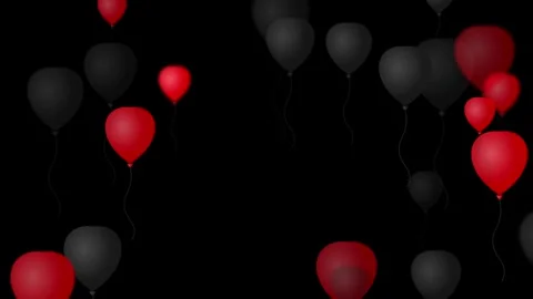 Red and Black Balloons Floating Upwards 動画素材 344207559