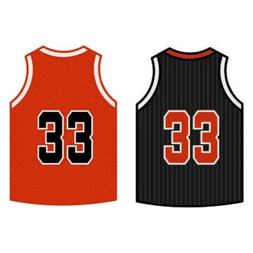 Red and Black basketball jersey on white background (number 33) Stock Illustration