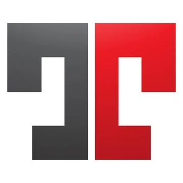Red and Black Bold Split Shaped Letter T Icon Illustrazione stock