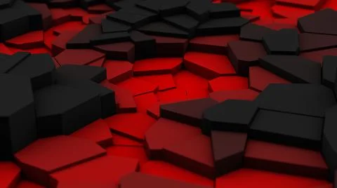 Red and black broken surface, close-up.. Abstract illustration, 3d render. Stock Illustration