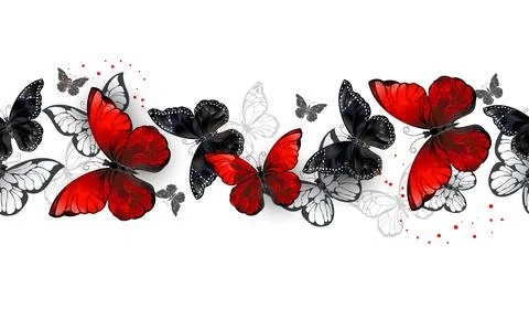 Red and black butterfly border Ilustración de archivo