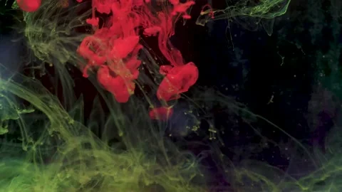 Red and Black Close-up Ink Colors Bubbles in Macro Stock-Footage 220683524