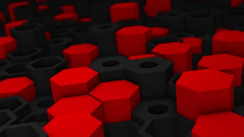 Red and black color hexagonal block moving up and down Stock Footage 227342348