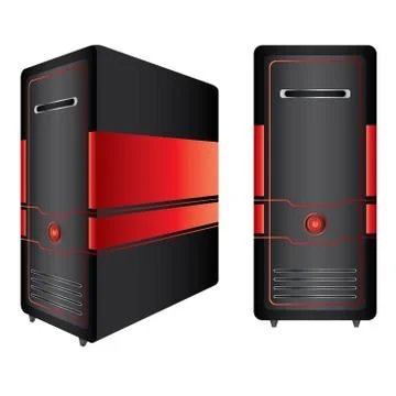 Red and Black Computer Case Isolated On White Background. Stock Illustration