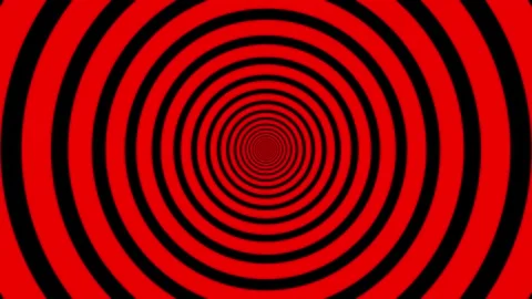 Red and black concentric circles pulsing in hypnotic tunnel loop motion for.. Stock Footage 340001049