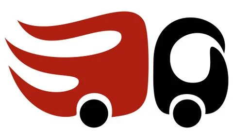 Red and black creative vector fast truck icon Stock Illustration