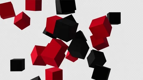 Red And Black Cubes Collision Rotation Stock Footage 257093149