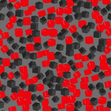 Red and Black Cubes Seamless Pattern, 3D Illustration Stock Illustration