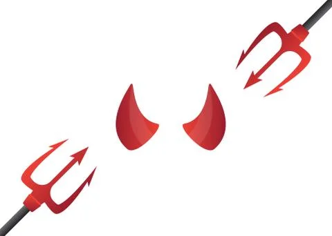 Red and black devil horns. Carnival concept devil horns Stock Illustration