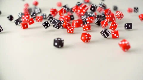 Red and black Dice rolling, Slow Motion Stock Footage 31819422