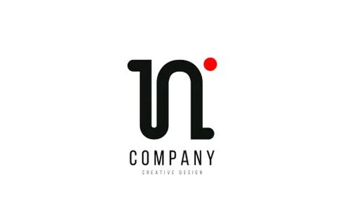 Red and black dot N alphabet letter for company business logo or logotype ico Stock Illustration