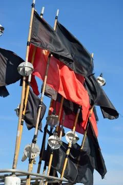 Red and black flags Foto stock