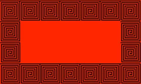 Red and Black Frame Ancient Greek meander seamless pattern, simplistic black  Stock Illustration