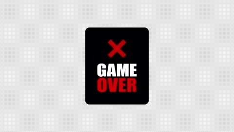 A red and black game over card with a cross mark Stock Footage 337080344