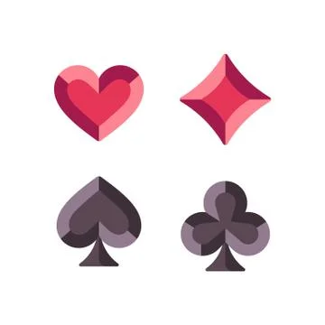 Red and black gemstone playing card symbols flat icons Illustrazione stock
