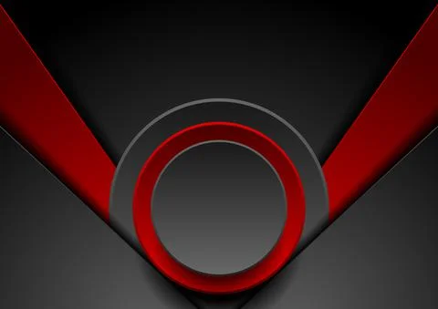 Red and black geometry tech background with circles Stock Illustration