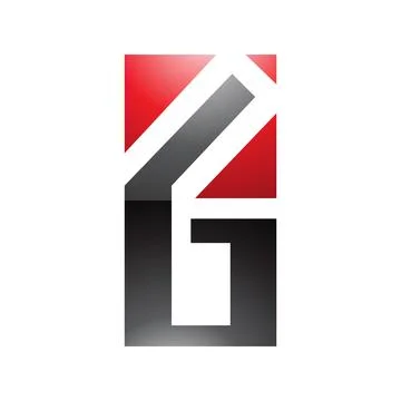 Red and Black Glossy Rectangular Letter G or Number 6 Icon Stock Illustration