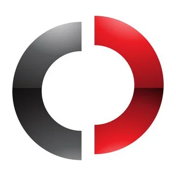 Red and Black Glossy Split Shaped Letter O Icon Illustrazione stock