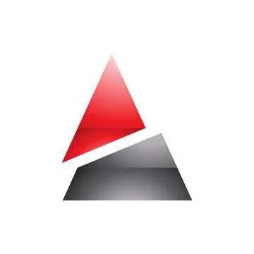 Red and Black Glossy Split Triangle Shaped Letter A Icon Illustrazione stock