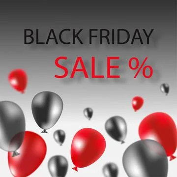 Red and black gradient blurred balloons different sizes on gray gradient back Illustrazione stock