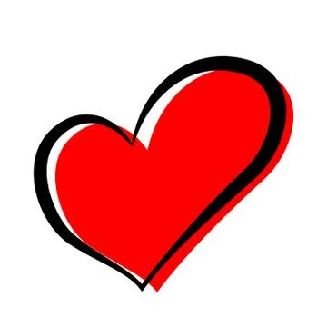 Red and black heart vector illustration. Abstract romantic icon. Romance Stock Illustration