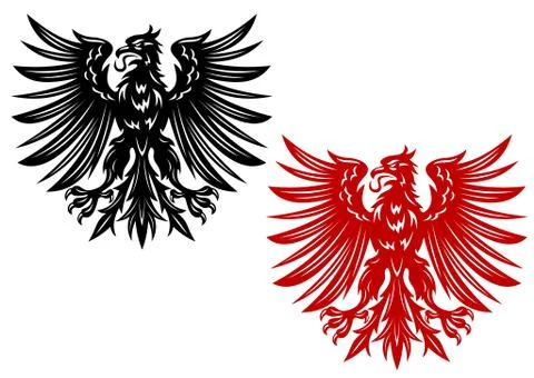 Red and black heraldry eagles Stock Illustration