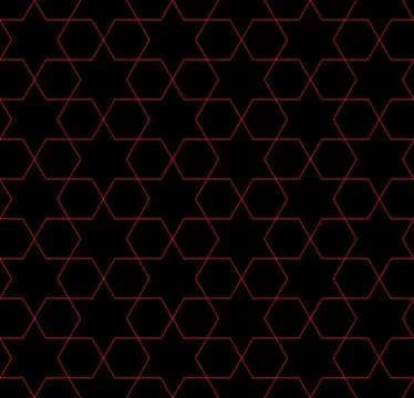 Red and black hexagon patterned fabric background Stock Illustration