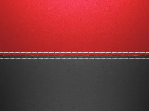 Red and black horizontal stitched leather background Stockillustratie