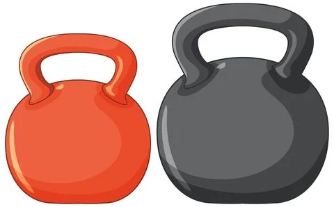 Red and Black Kettlebell Weights for Fitness and Strength Training Stock Illustration