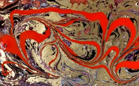 Red and black marbling pattern. Golden marble liquid texture. Stock Illustration