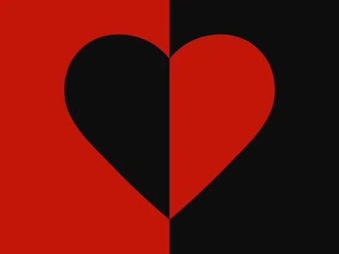 Red and black opposite each other form a heart. Love and difference. good hea Stock Illustration