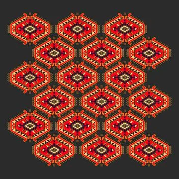 A red and black pattern on a black background Stock Illustration