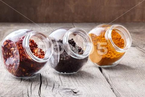 Red and black pepper Stock Photos