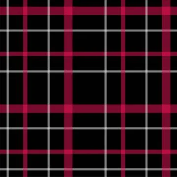 Red and black plaid pattern with white lines on fabric texture Stock Illustration