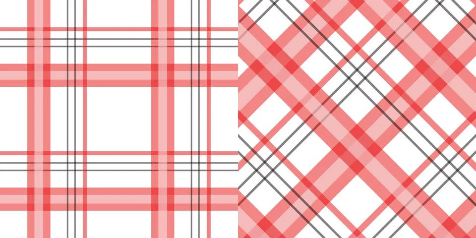Red and black plaid patterns on white background Stock Illustration