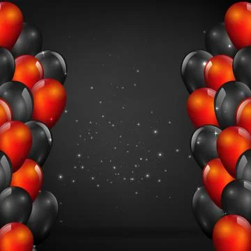 Red and black realistic vector balloons, elegant background for sale Stock Illustration