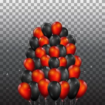 Red and black realistic vector balloons, elegant background for sale Stock Illustration
