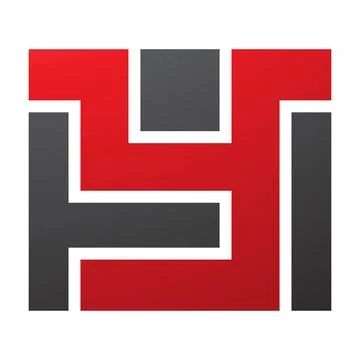 Red and Black Rectangle Shaped Letter Y Icon Stock Illustration