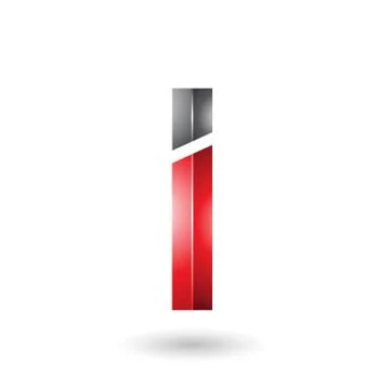 Red and Black Rectangular Glossy Letter I Stock Illustration
